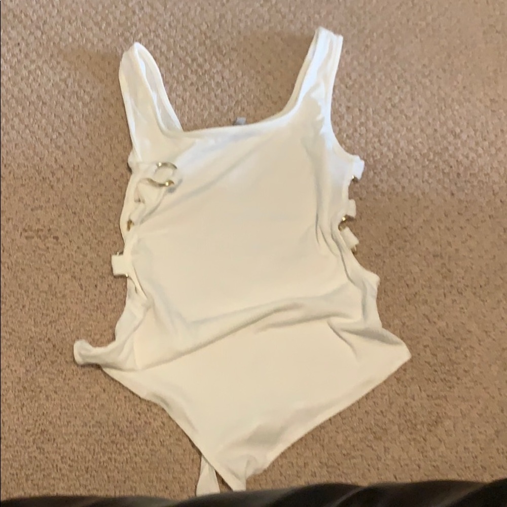 White open sided body suit